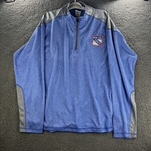 New York Rangers Sweater Blue Gray Men XL‎ 1/4 Zip Long Sleeve Jacket Hockey NHL